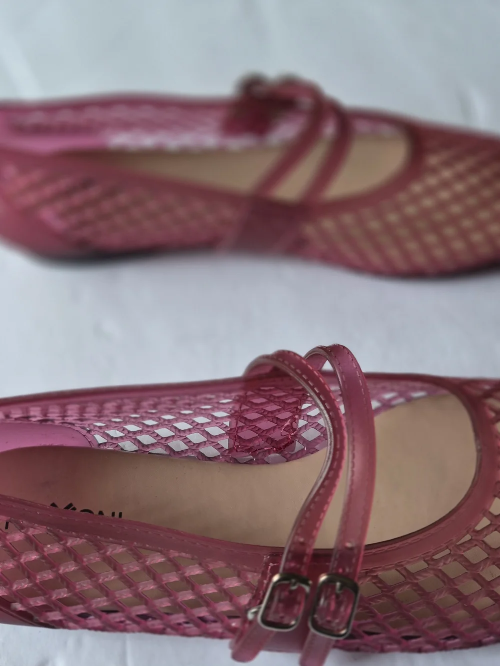 Roxxoni Pink Double-Strap Jellies Mary Jane Flats